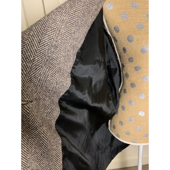 Vtg Spencer Douglas Women Wool Coat Dbl Breasted M/L Brown Herringbone Peacoat - Picture 6 of 13